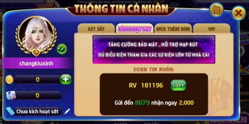 Đăng Ký RIKVIP - 4 Bước Mở Tài Khoản Nhanh Gọn Lẹ Bạn Cần Nắm 3 Kích hoạt SĐT xác thực tài khoản